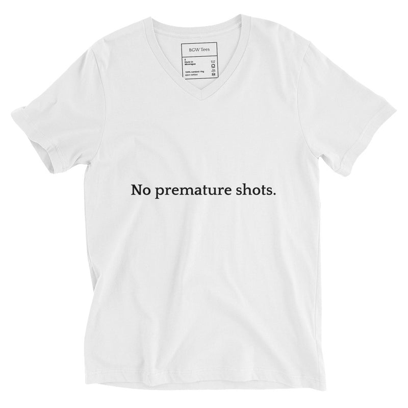 No Premature Shots - Unisex Short Sleeve V-Neck T-Shirt-zoom-